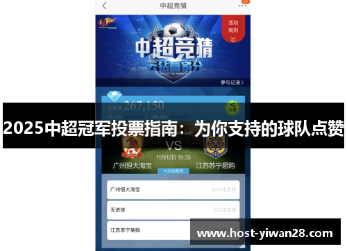 2025中超冠军投票指南：为你支持的球队点赞